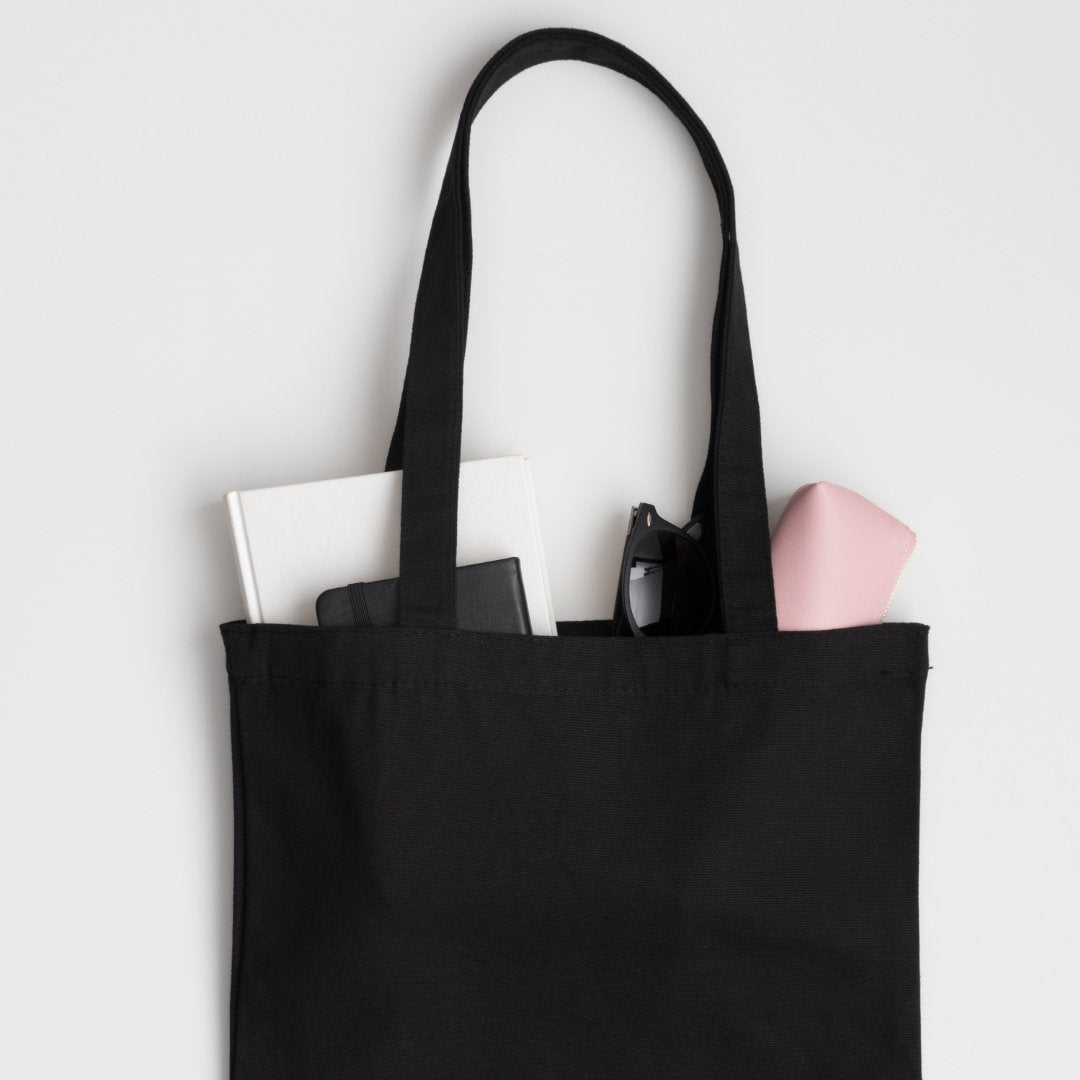 100% Organic Calico Tote Bags - Black - PackQueen