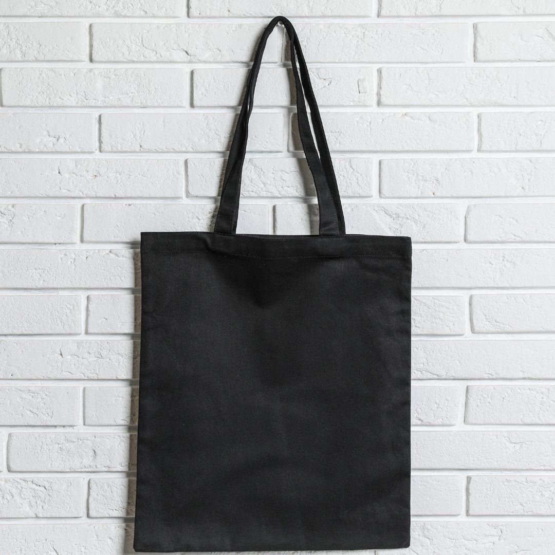 100% Organic Calico Tote Bags - Black - PackQueen