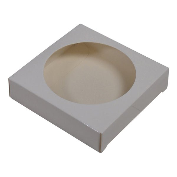 SAMPLE - One Cookie Box - Gloss White One Piece Box with Clear Window - Paperboard - PackQueen