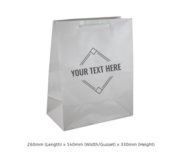 Medium - Gloss White Paper Gift Bag (100 PACK) - PackQueen