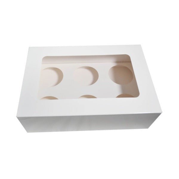 SAMPLE - 6 Cupcake Box with removable insert - Smooth White Paperboard (285gsm) - PackQueen