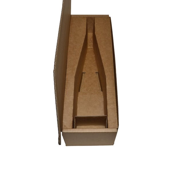 SAMPLE - B Flute - One Piece Heavy Duty Single Wine Postage Box - Kraft Brown (Insert sold separately 24988) - PackQueen