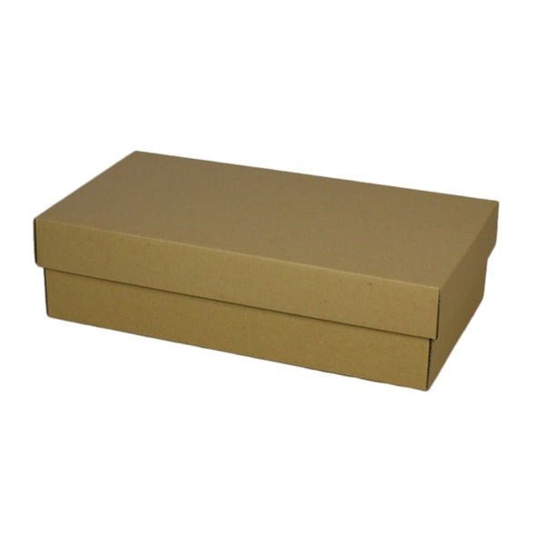 SAMPLE - E Flute - Two Piece Double Wine Gift Box with divider (Base & Lid) - Kraft Brown - PackQueen