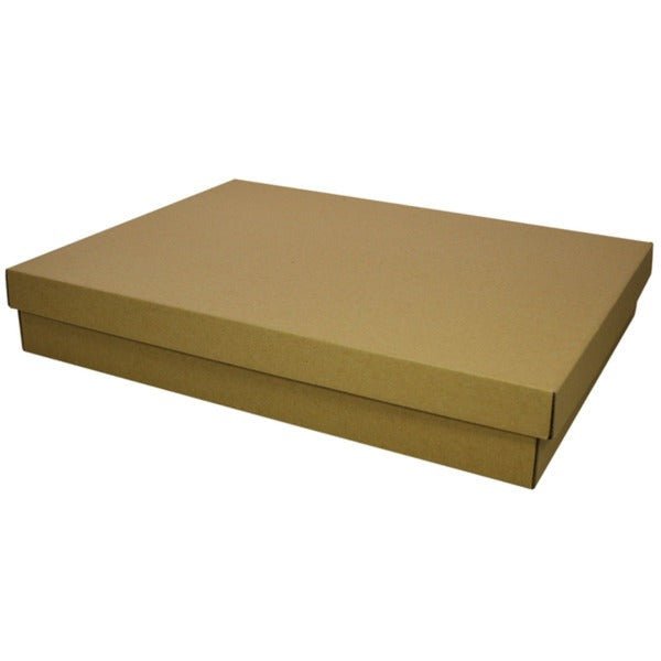 SAMPLE - E Flute - Two Piece Rectangle Cardboard Gift Box 7579 (Base & Lid) - Kraft Brown - PackQueen