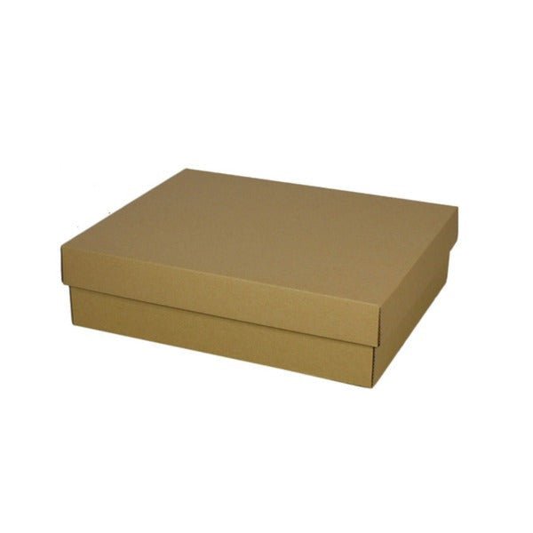 SAMPLE - E Flute - Two Piece Triple Wine Gift Box with divider (Base & Lid) - Kraft Brown - PackQueen