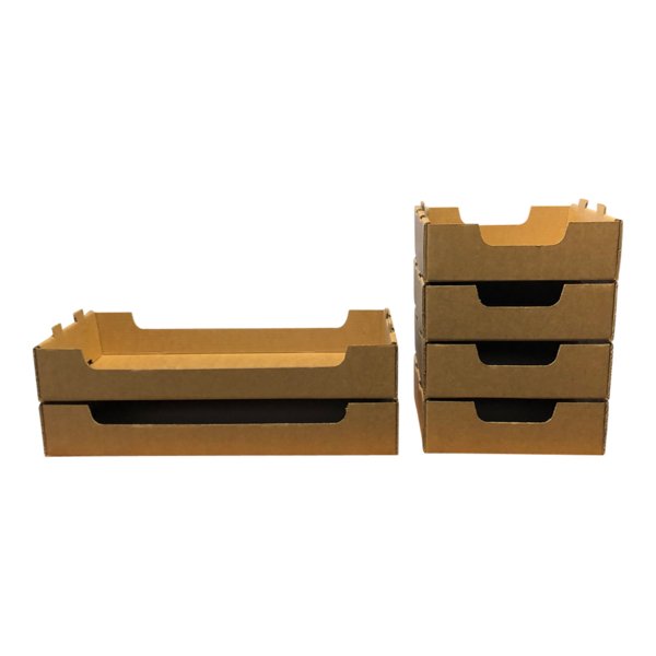SAMPLE - Large Heavy Duty Stackable Cardboard Catering and Storage Tray (One Piece Self Locking) - Kraft Brown - PackQueen