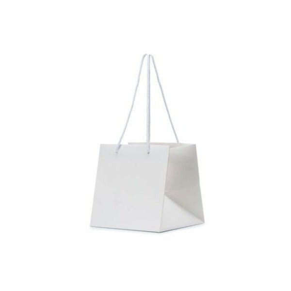 SAMPLE - Large - Matt White Laminated European Flower Carrier Gift Bag - PackQueen