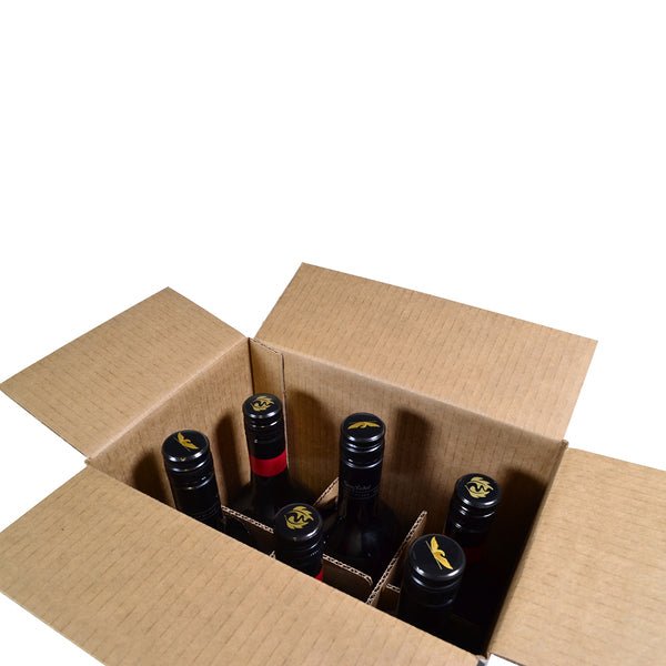 SAMPLE - RSC Shipping Carton 6 Bottle Wine 331mm High - Kraft White - INSERTS SOLD SEPARATELY [700-24674] - PackQueen