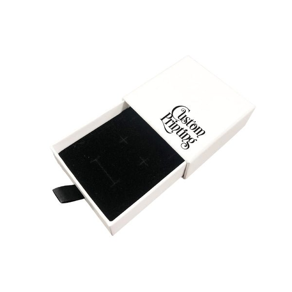 Tiny Square 49mm Drawer Rigid Jewellery Box - Ring & Pendant (Sleeve, Base & Removable Insert) - PackQueen